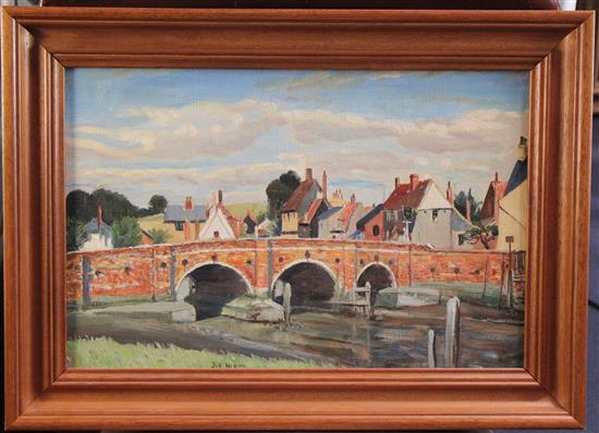 Job Nixon (1891-1938), Bridge at Manningtree , oil, 12 x 18in